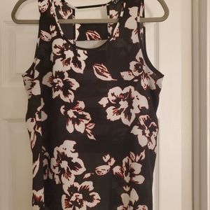 BLACK FLORAL TANK TOP SIZE MEDIUM FROM EXPRESS WITH CUT OUTS ON BACK
